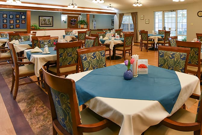 Pine Lodge residents socializing in a community amenity space